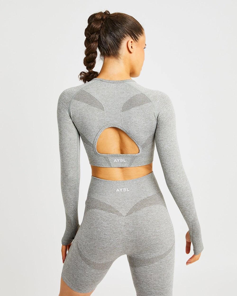 AYBL Motion Seamless Long Sleeve Crop Top Khaki | 2435-AVNYF