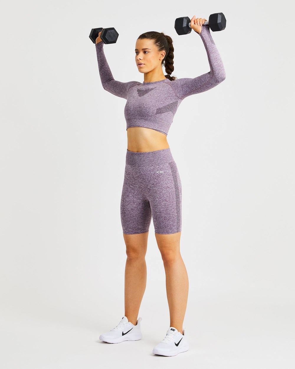 AYBL Motion Seamless Long Sleeve Crop Top Lila | 5043-GXEDA