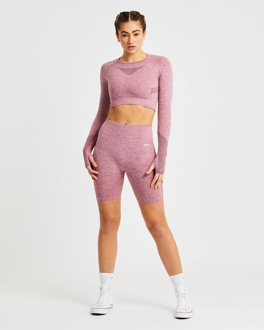 AYBL Motion Seamless Long Sleeve Crop Top Röda | 5612-NVEIA