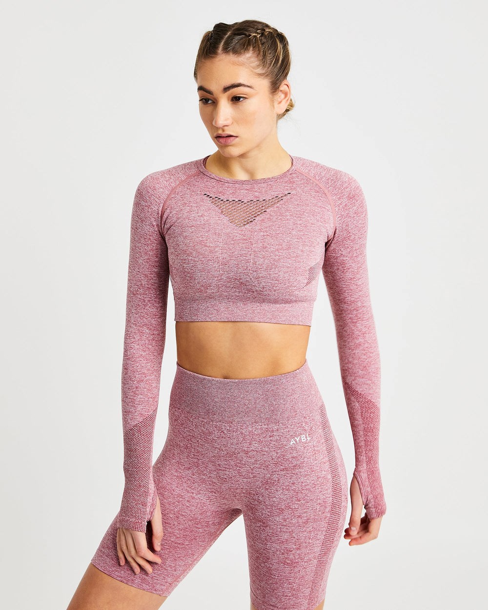 AYBL Motion Seamless Long Sleeve Crop Top Röda | 6059-GUMPC