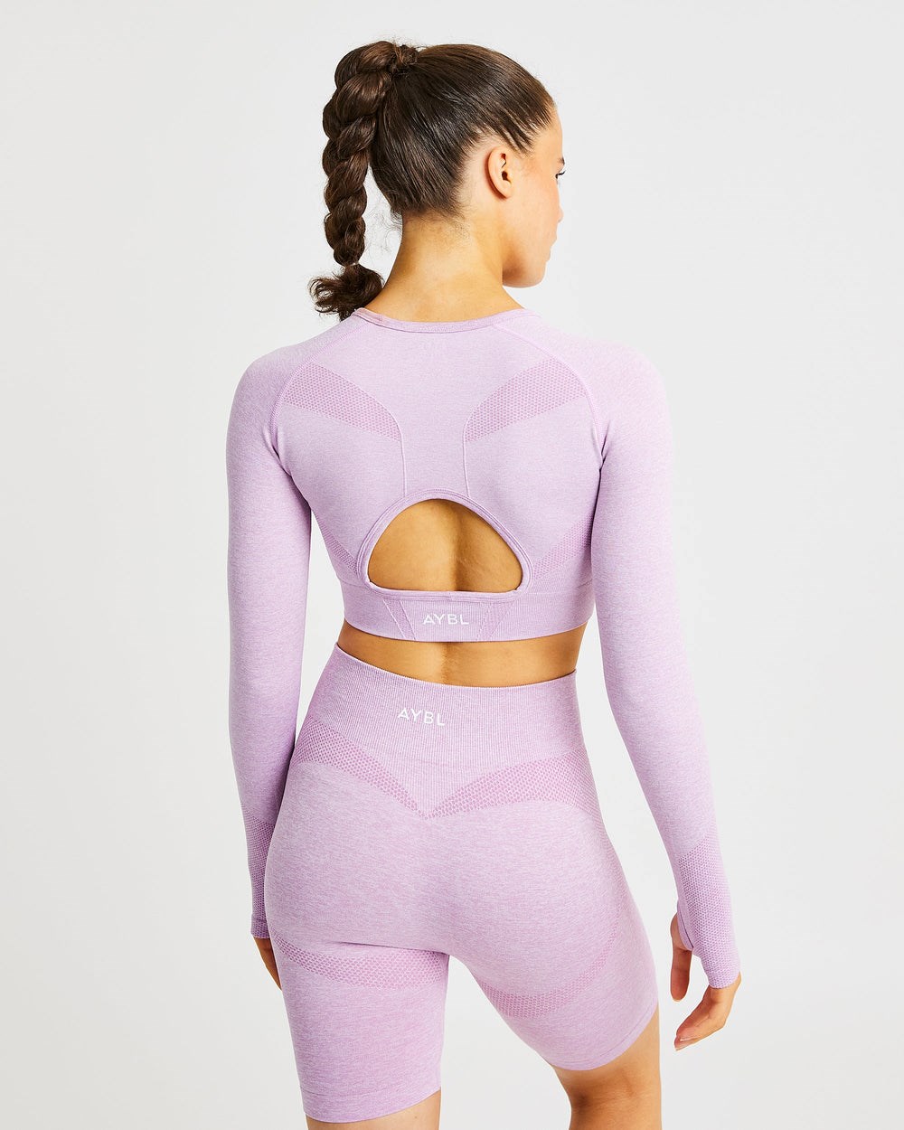 AYBL Motion Seamless Long Sleeve Crop Top Rosa | 6589-MTVXS