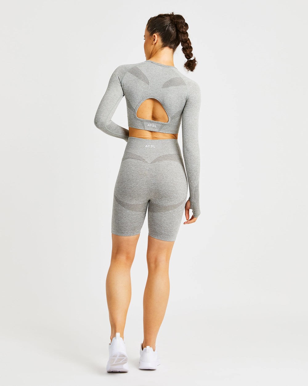 AYBL Motion Seamless Long Sleeve Crop Top Khaki | 7849-YTOPW