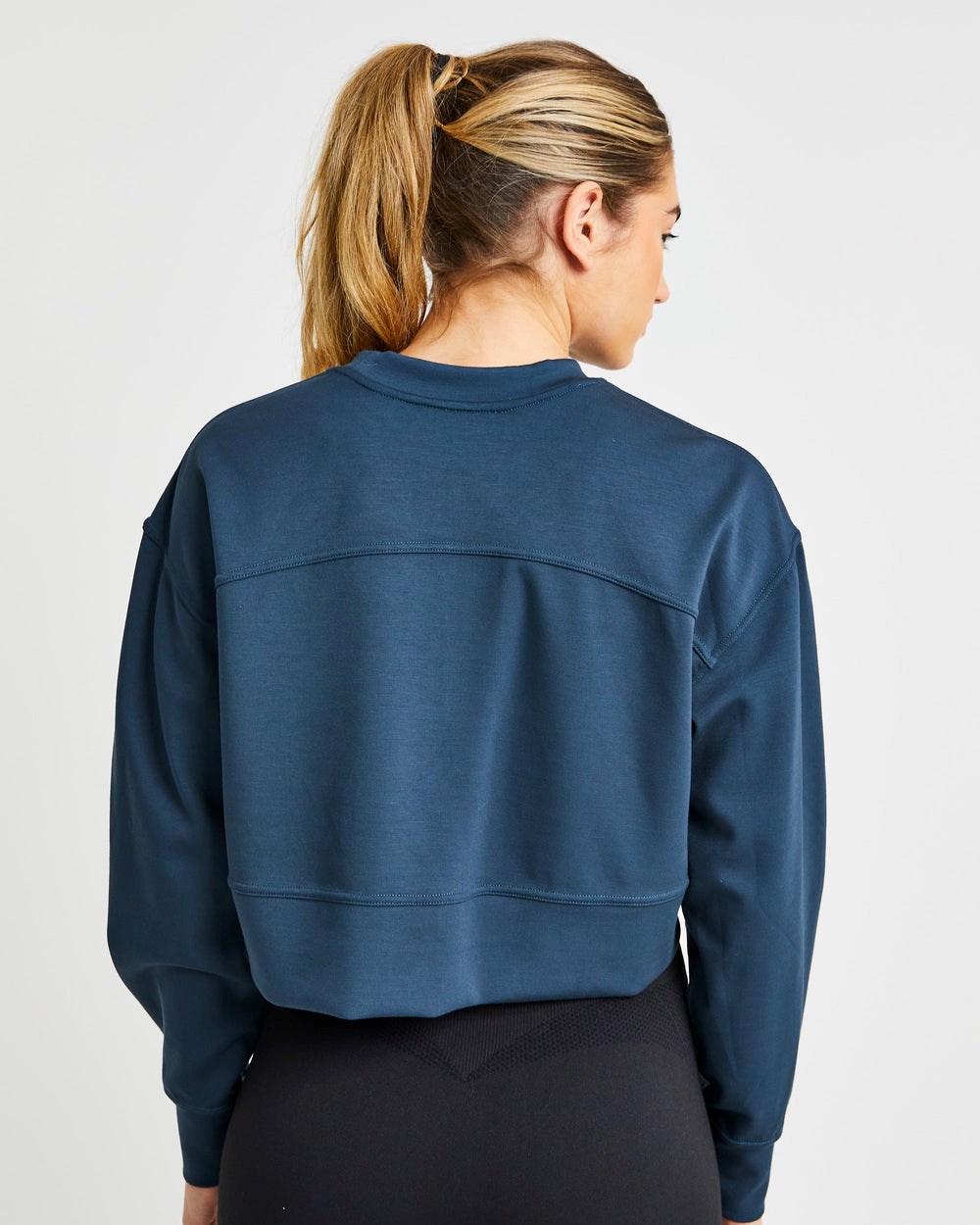 AYBL Oversized Crop Jumper Marinblå | 9803-QOBID