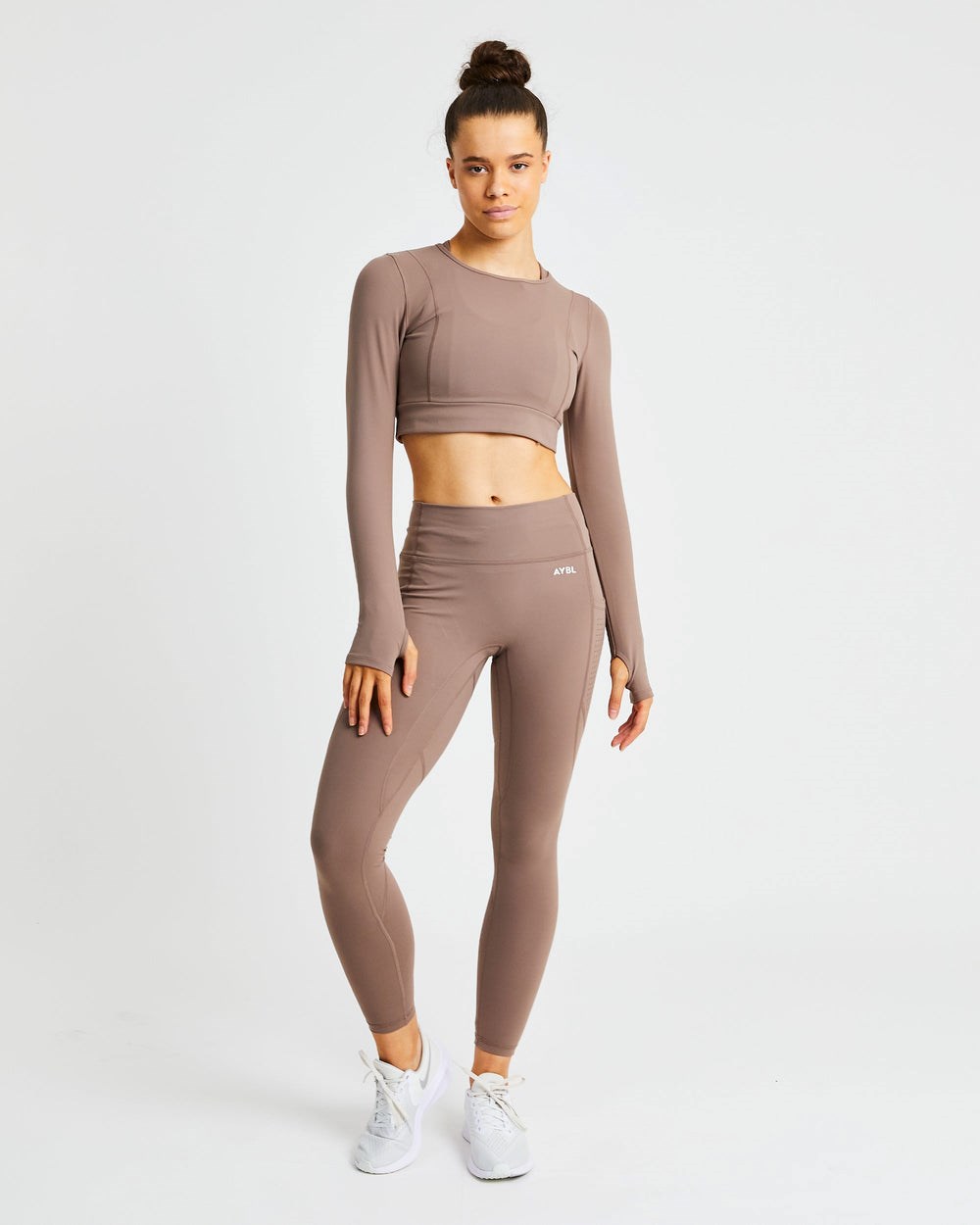 AYBL Pace Long Sleeve Crop Top Bruna | 0382-TKJVR