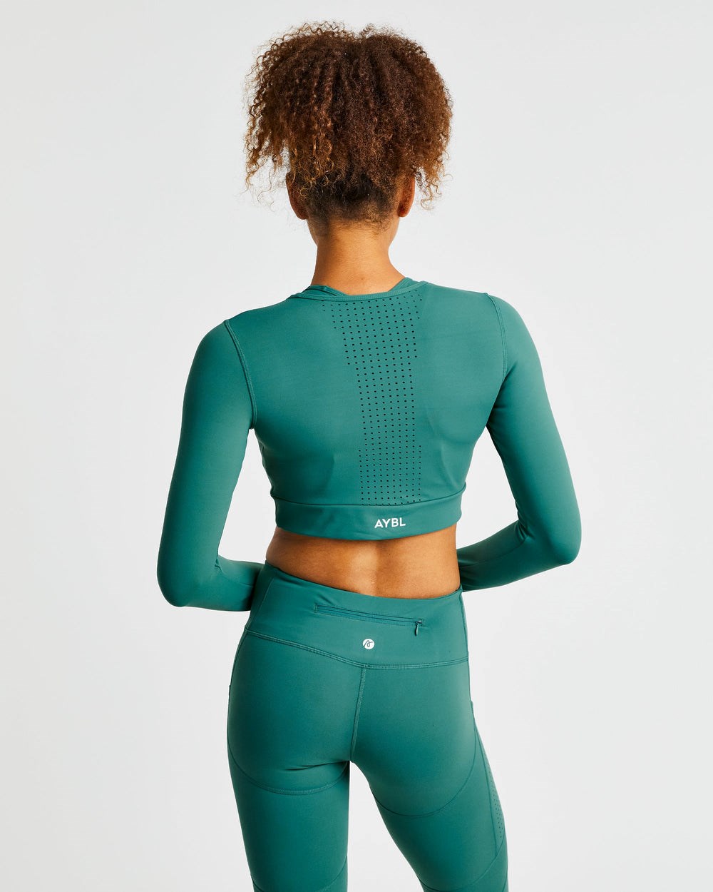 AYBL Pace Long Sleeve Crop Top Mörkgröna | 4832-YQBVP