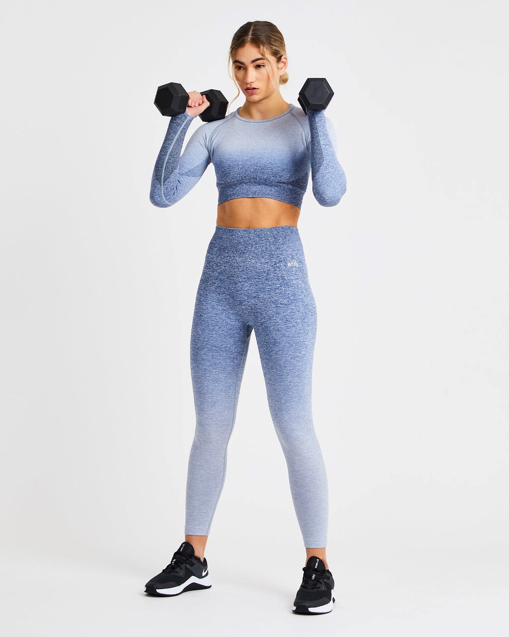 AYBL Pulse Ombré Seamless Leggings Marinblå | 5617-YPEUS