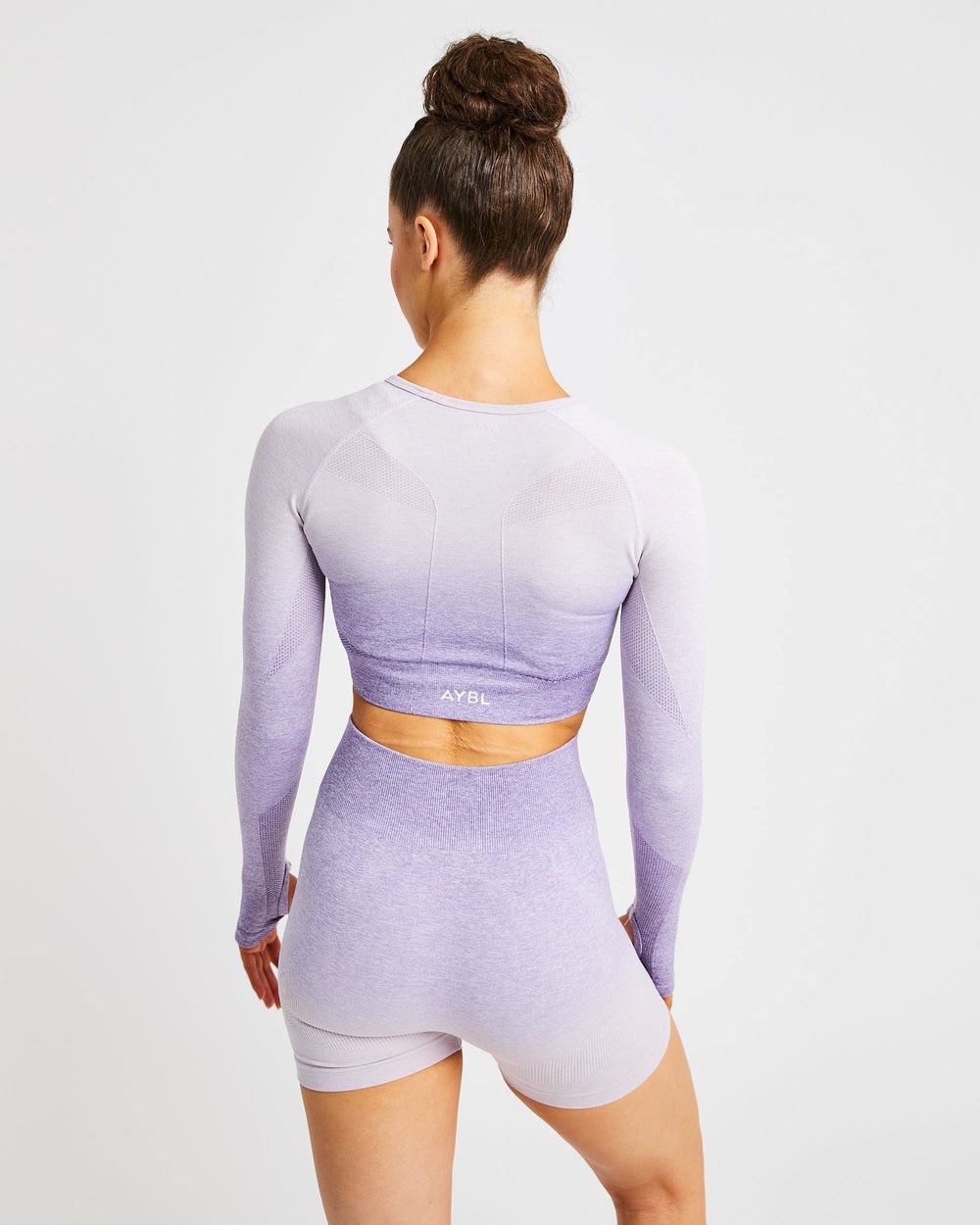 AYBL Pulse Ombré Seamless Long Sleeve Crop Top Lilac | 0374-HOSGF