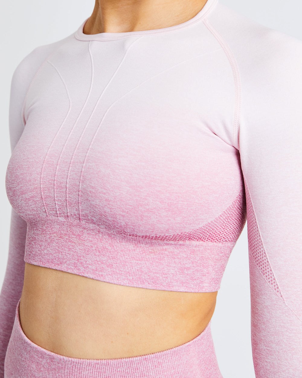 AYBL Pulse Ombré Seamless Long Sleeve Crop Top Rosa | 0765-SFWBL