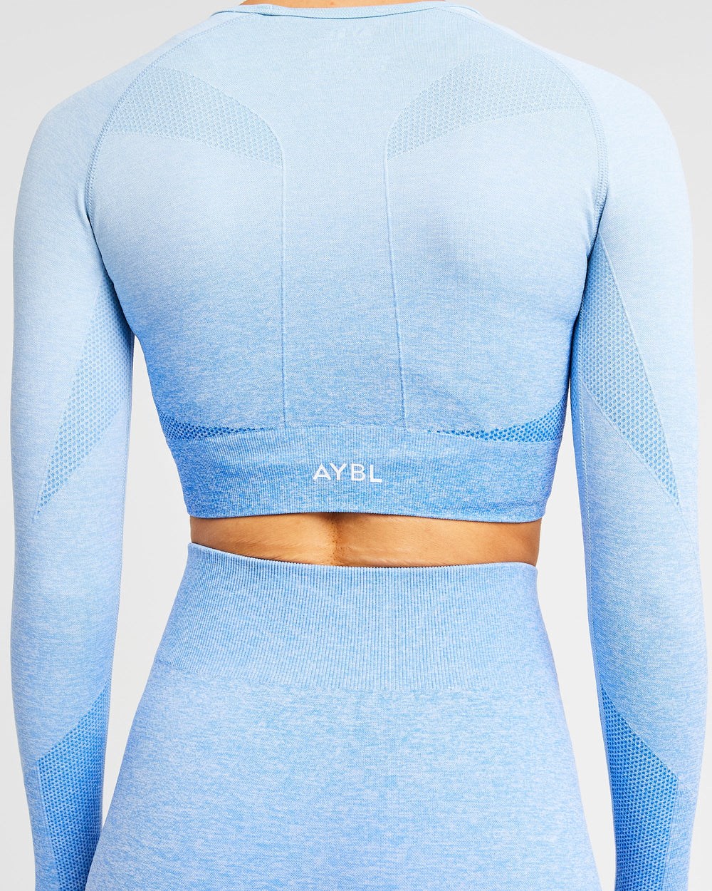 AYBL Pulse Ombré Seamless Long Sleeve Crop Top Blå | 2680-TAHUX