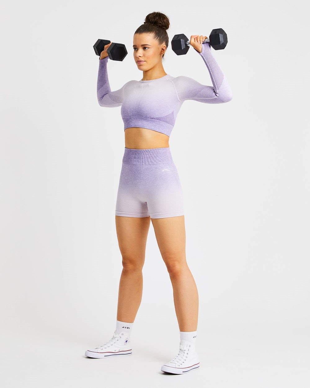 AYBL Pulse Ombré Seamless Long Sleeve Crop Top Lilac | 3452-TDGIS