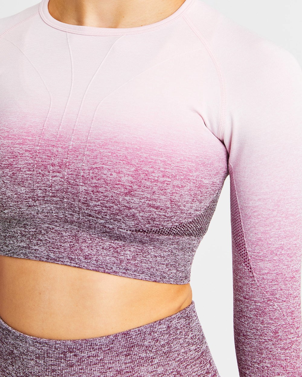 AYBL Pulse Ombré Seamless Long Sleeve Crop Top Plum | 6531-GAWSN