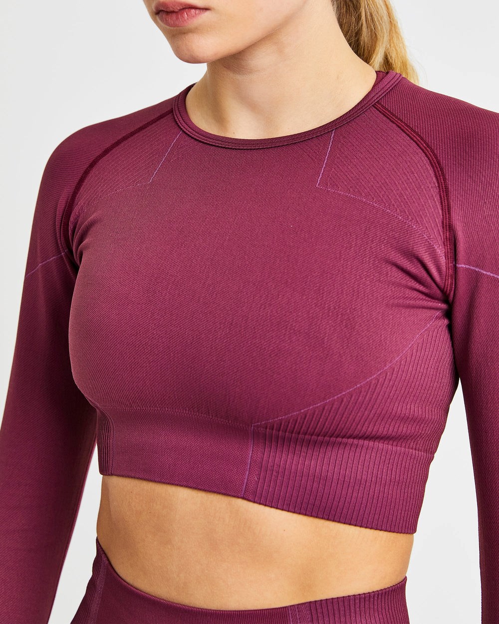 AYBL Reflex Seamless Long Sleeve Crop Top Plum | 1742-CVLTZ