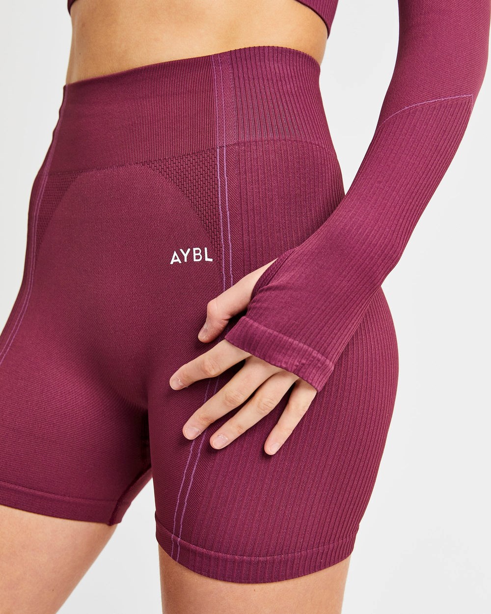 AYBL Reflex Seamless Long Sleeve Crop Top Plum | 1742-CVLTZ