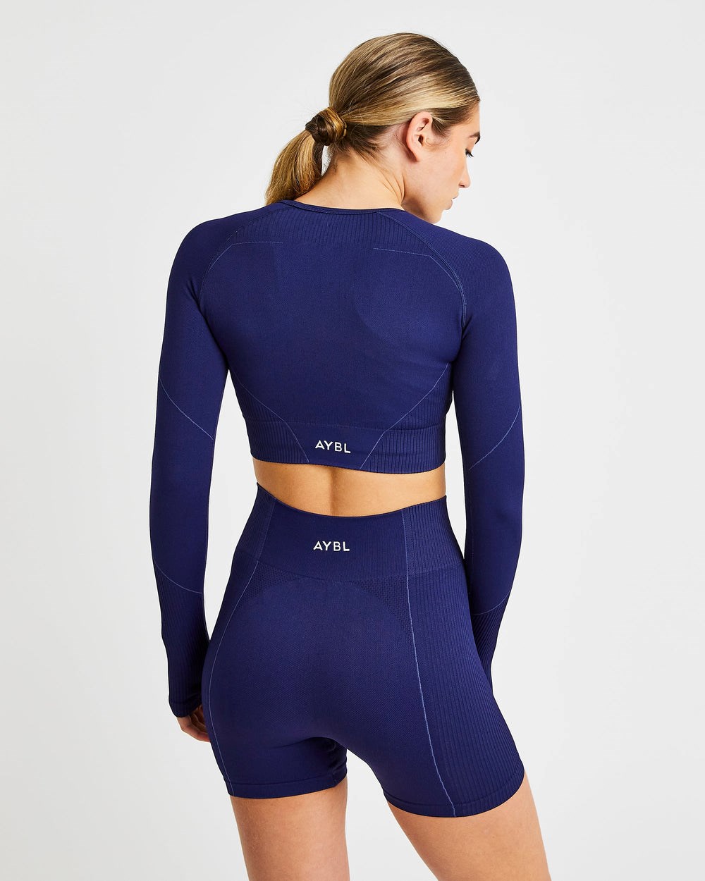 AYBL Reflex Seamless Long Sleeve Crop Top Kungsblått Blå | 2714-DOSPU