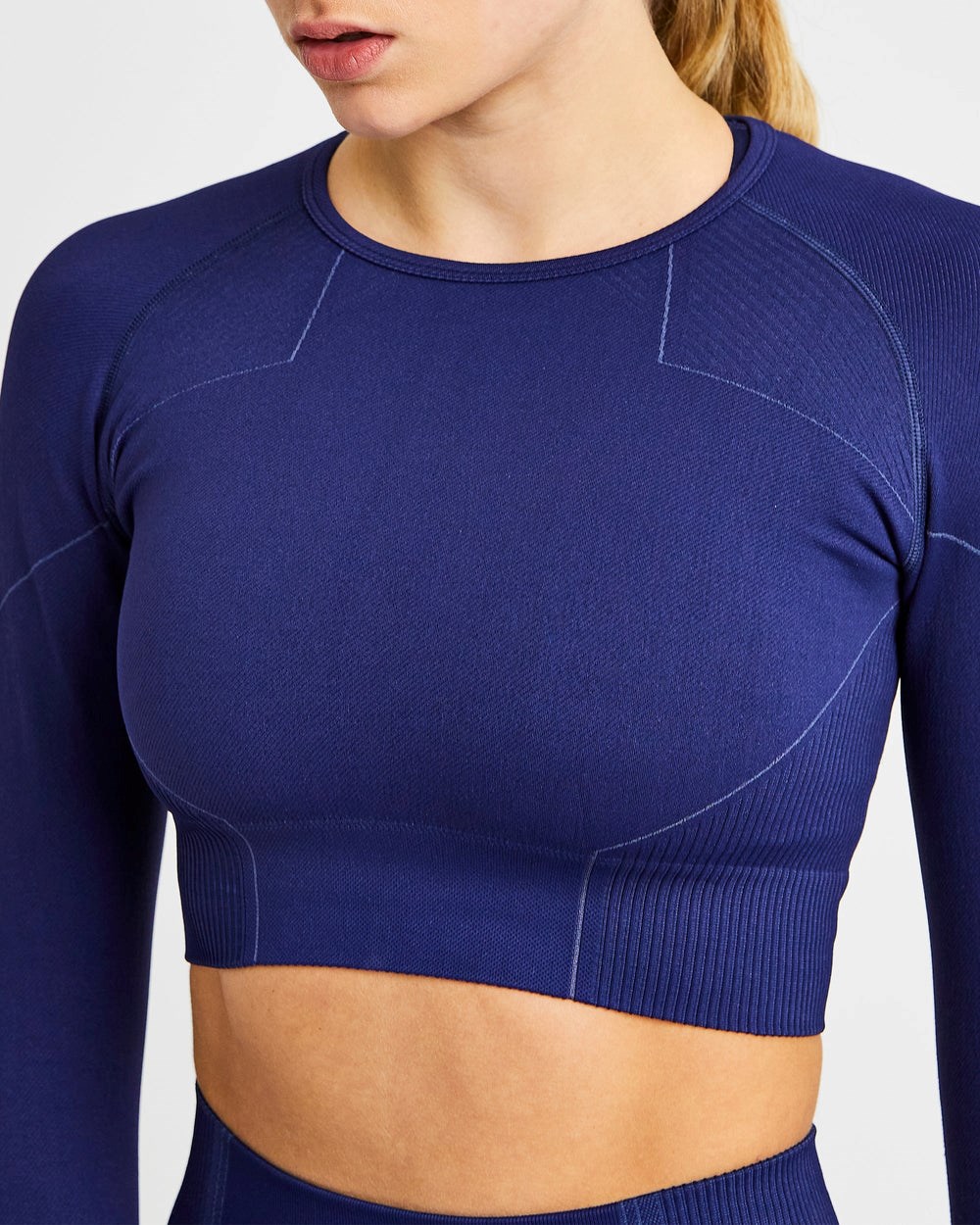 AYBL Reflex Seamless Long Sleeve Crop Top Kungsblått Blå | 2714-DOSPU