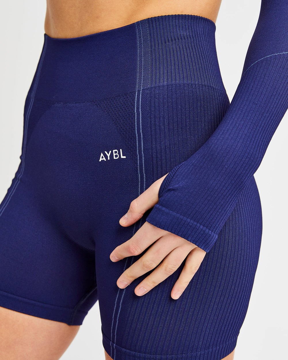 AYBL Reflex Seamless Long Sleeve Crop Top Kungsblått Blå | 2714-DOSPU