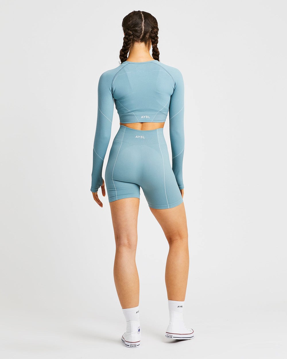 AYBL Reflex Seamless Long Sleeve Crop Top Teal | 5086-SZABO