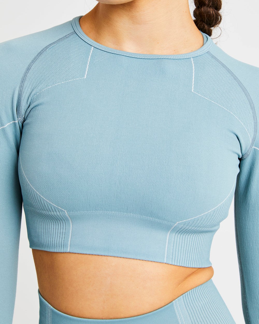 AYBL Reflex Seamless Long Sleeve Crop Top Teal | 5086-SZABO