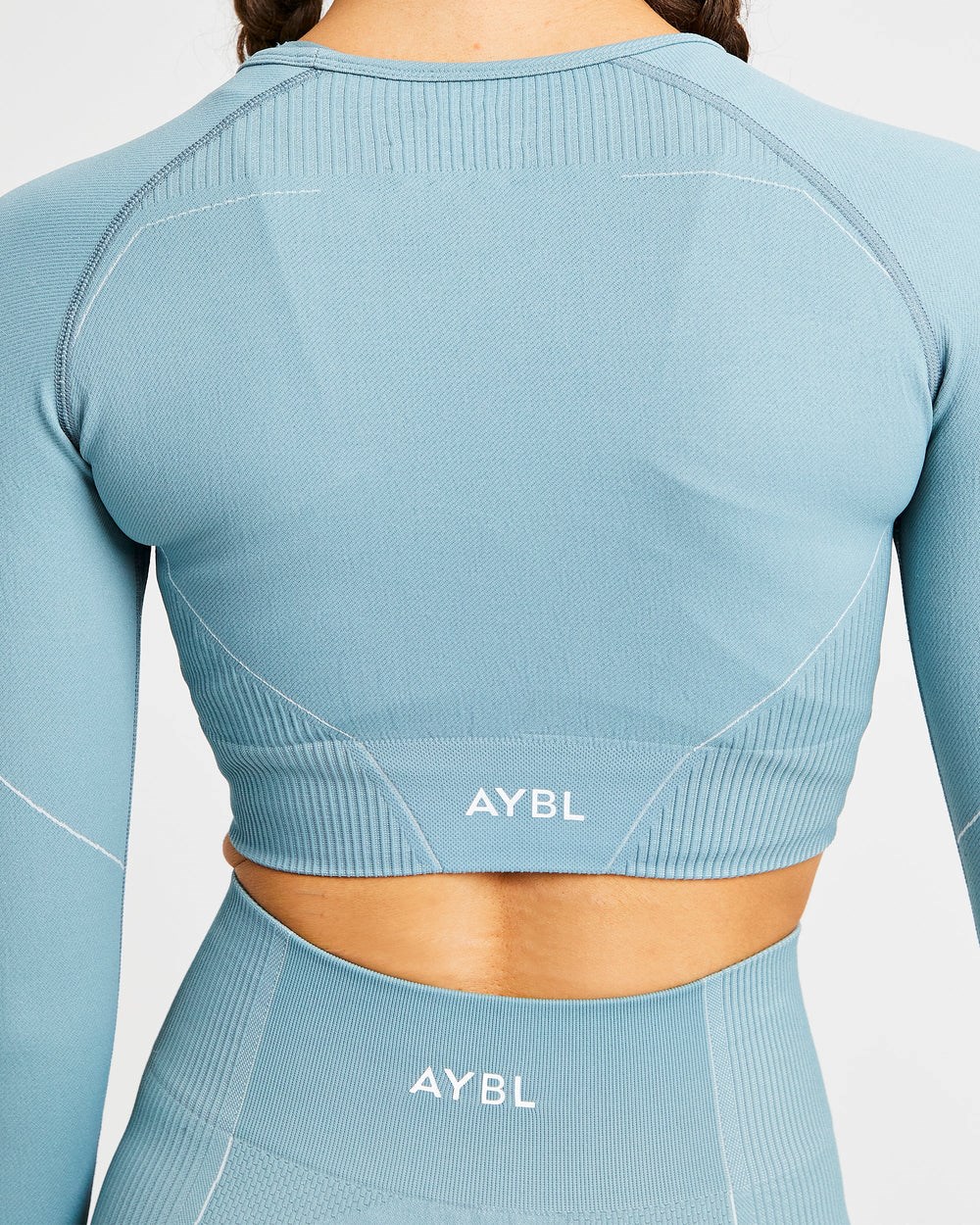 AYBL Reflex Seamless Long Sleeve Crop Top Teal | 5086-SZABO