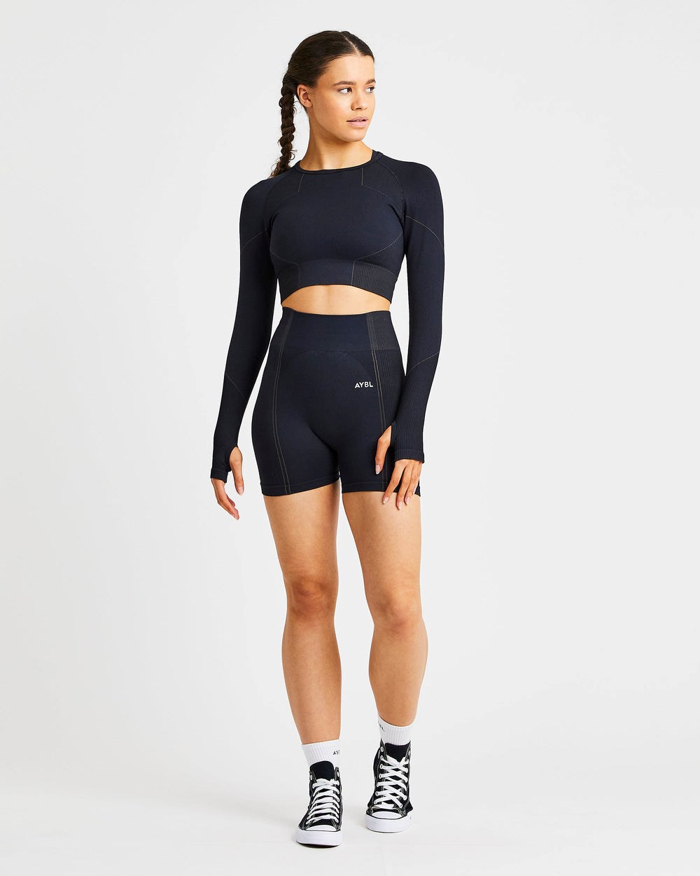 AYBL Reflex Seamless Long Sleeve Crop Top Svarta | 5790-FODLG