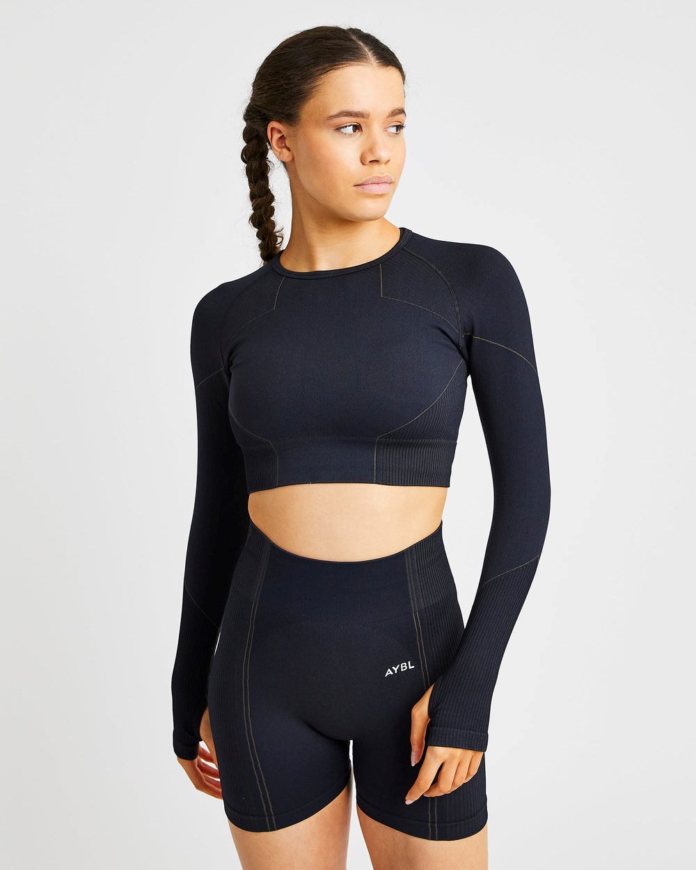 AYBL Reflex Seamless Long Sleeve Crop Top Svarta | 5790-FODLG