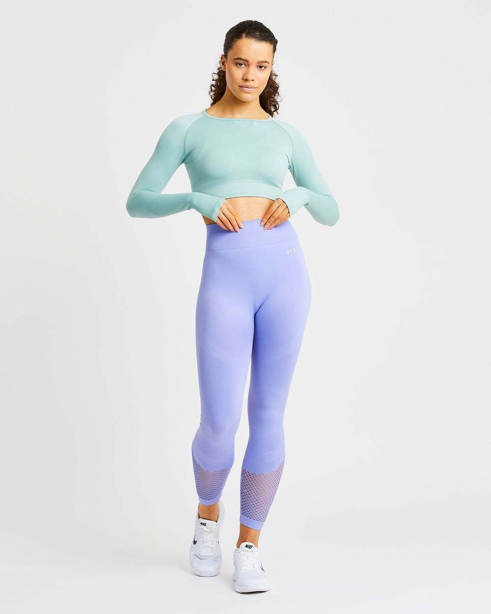 AYBL Reform Seamless Long Sleeve Crop Top Gröna | 0245-PSMIB