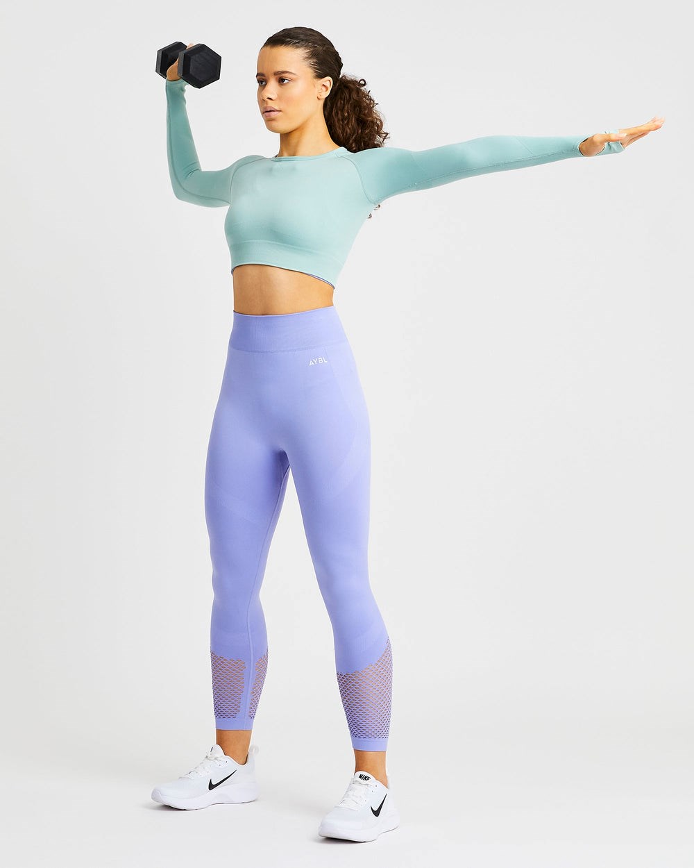 AYBL Reform Seamless Long Sleeve Crop Top Gröna | 0245-PSMIB