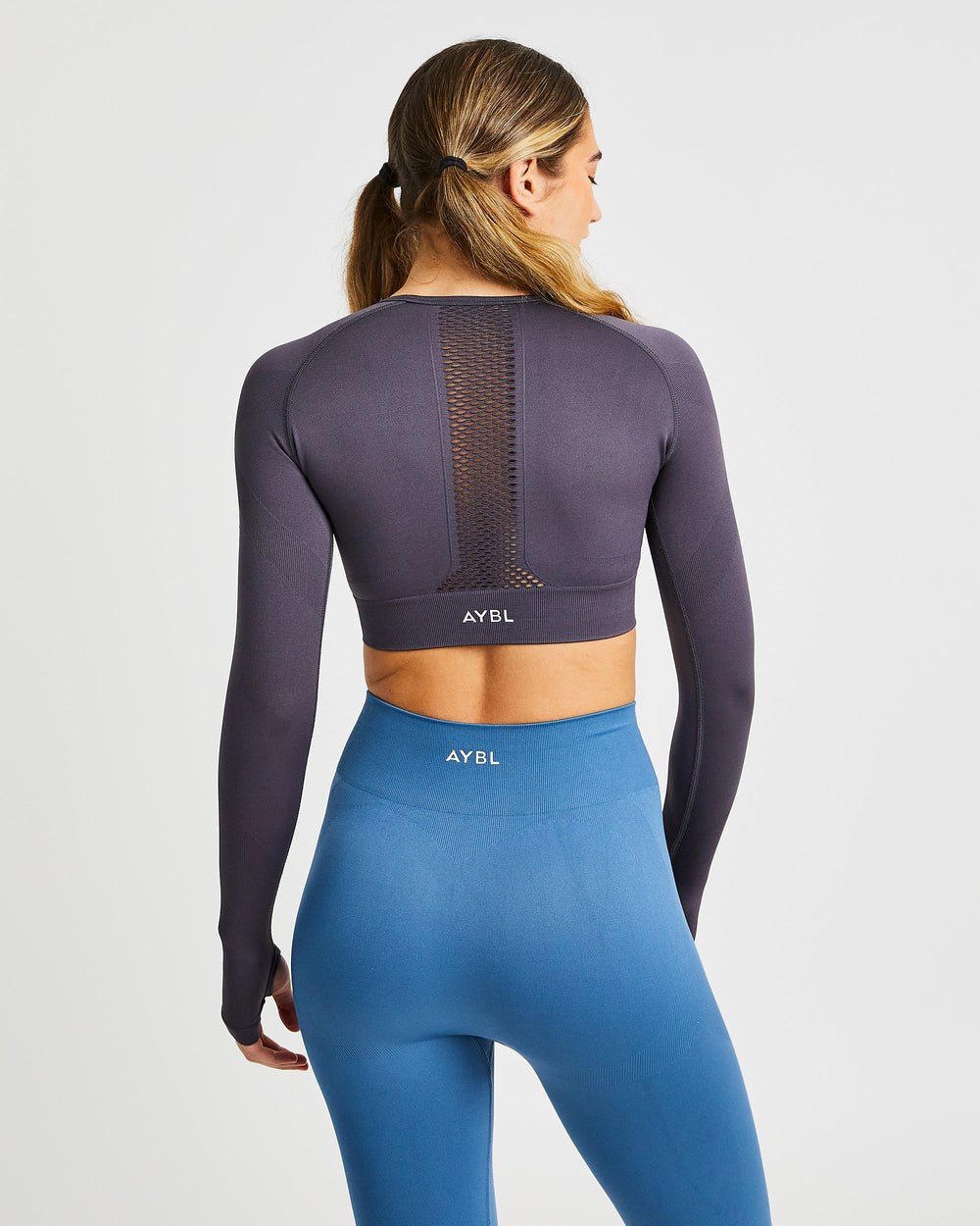 AYBL Reform Seamless Long Sleeve Crop Top Charcoal | 3067-RNUEC