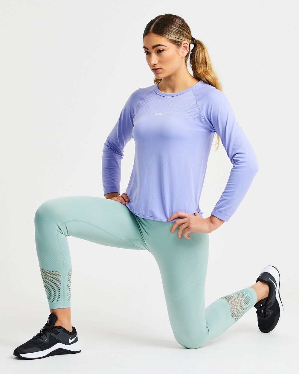 AYBL Reform Seamless Long Sleeve T Shirt Lila | 0496-ZVBFW