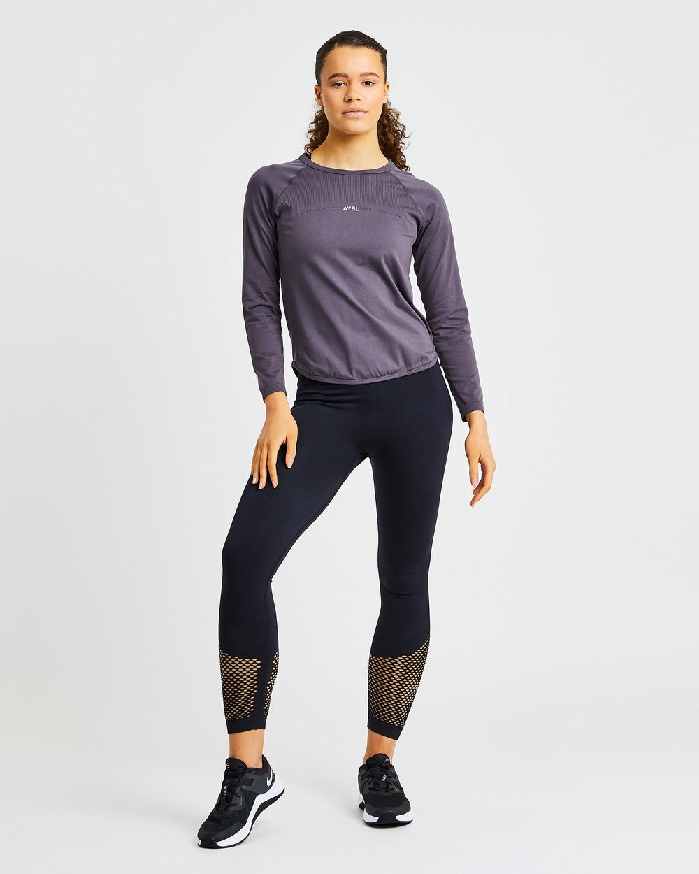 AYBL Reform Seamless Long Sleeve T Shirt Charcoal | 2463-BVWMA