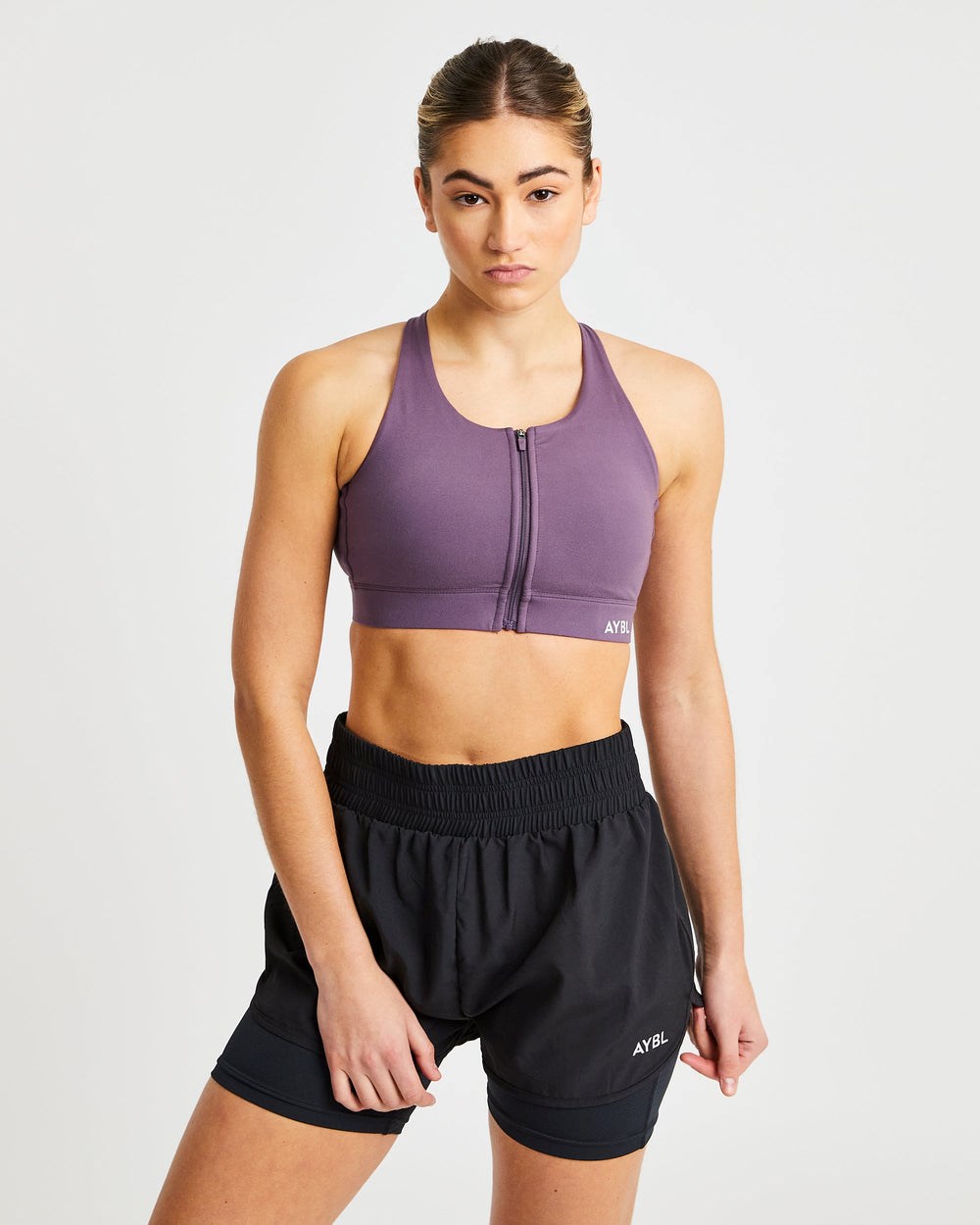 AYBL Sportive Zip Up Sports Bra Lila | 0357-KMPIN