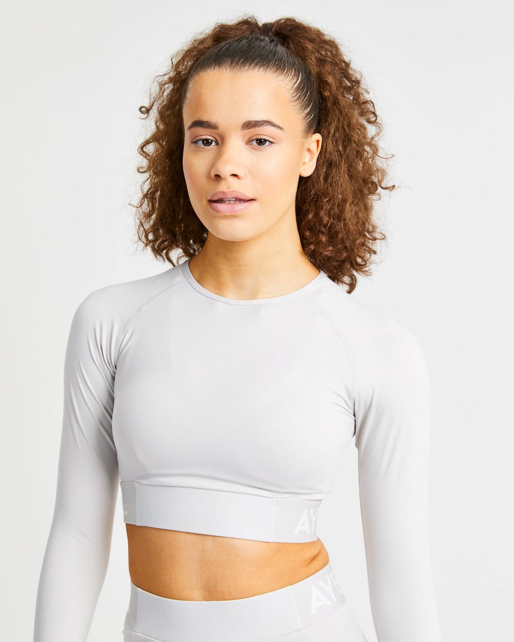 AYBL Tränings Long Sleeve Crop Top Beige | 9260-ULVBP