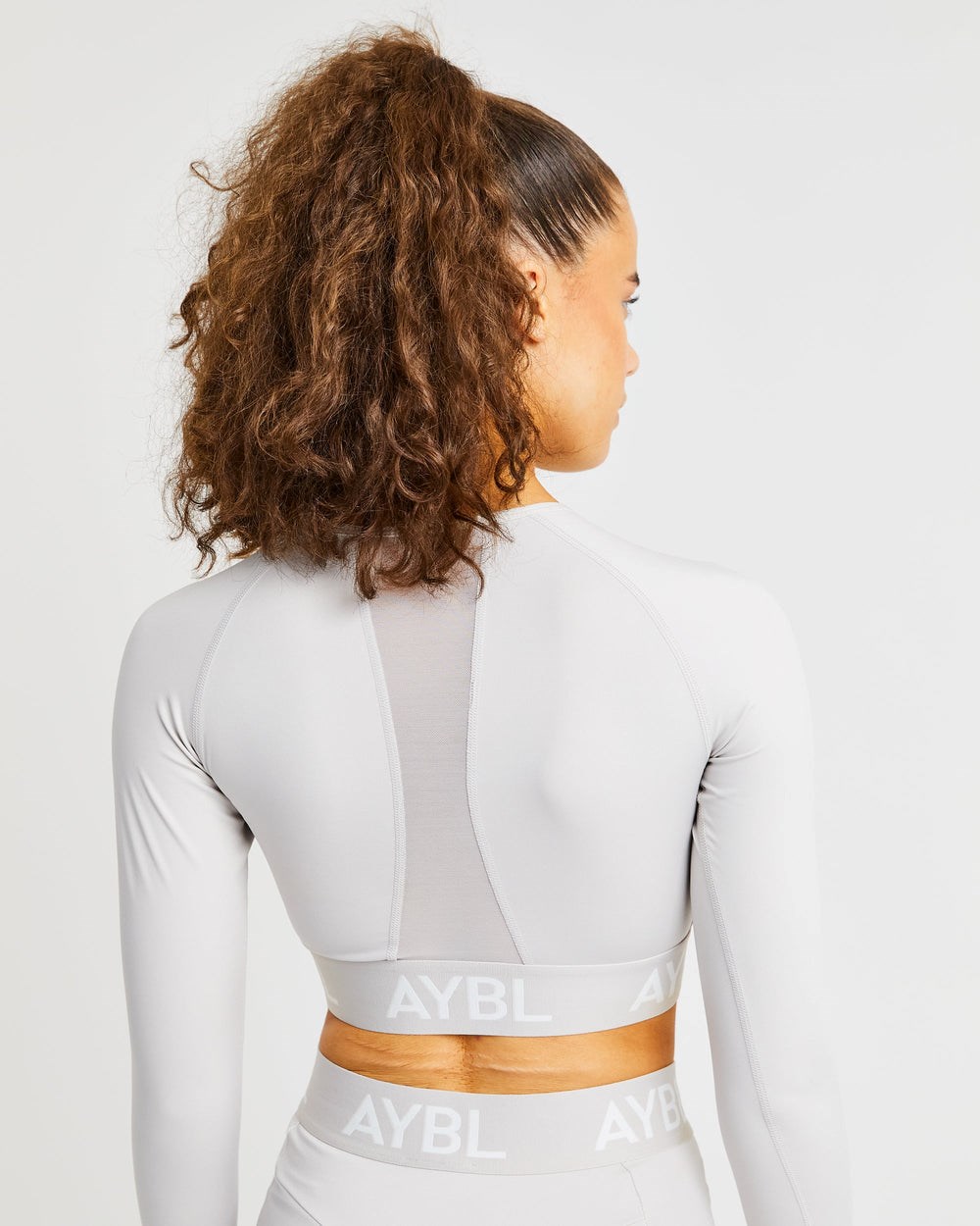 AYBL Tränings Long Sleeve Crop Top Beige | 9614-NFXYK