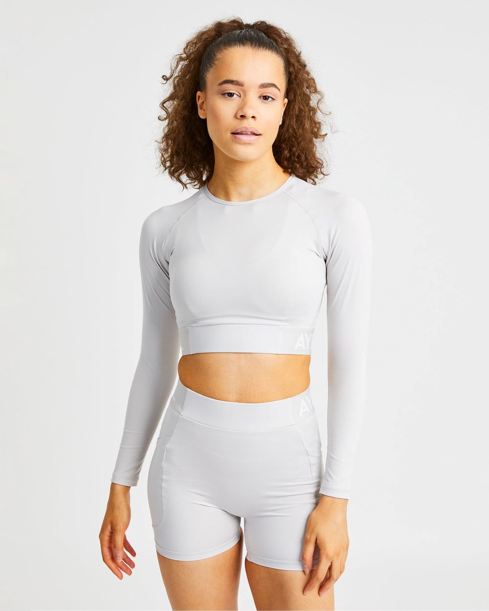 AYBL Tränings Long Sleeve Crop Top Beige | 9614-NFXYK