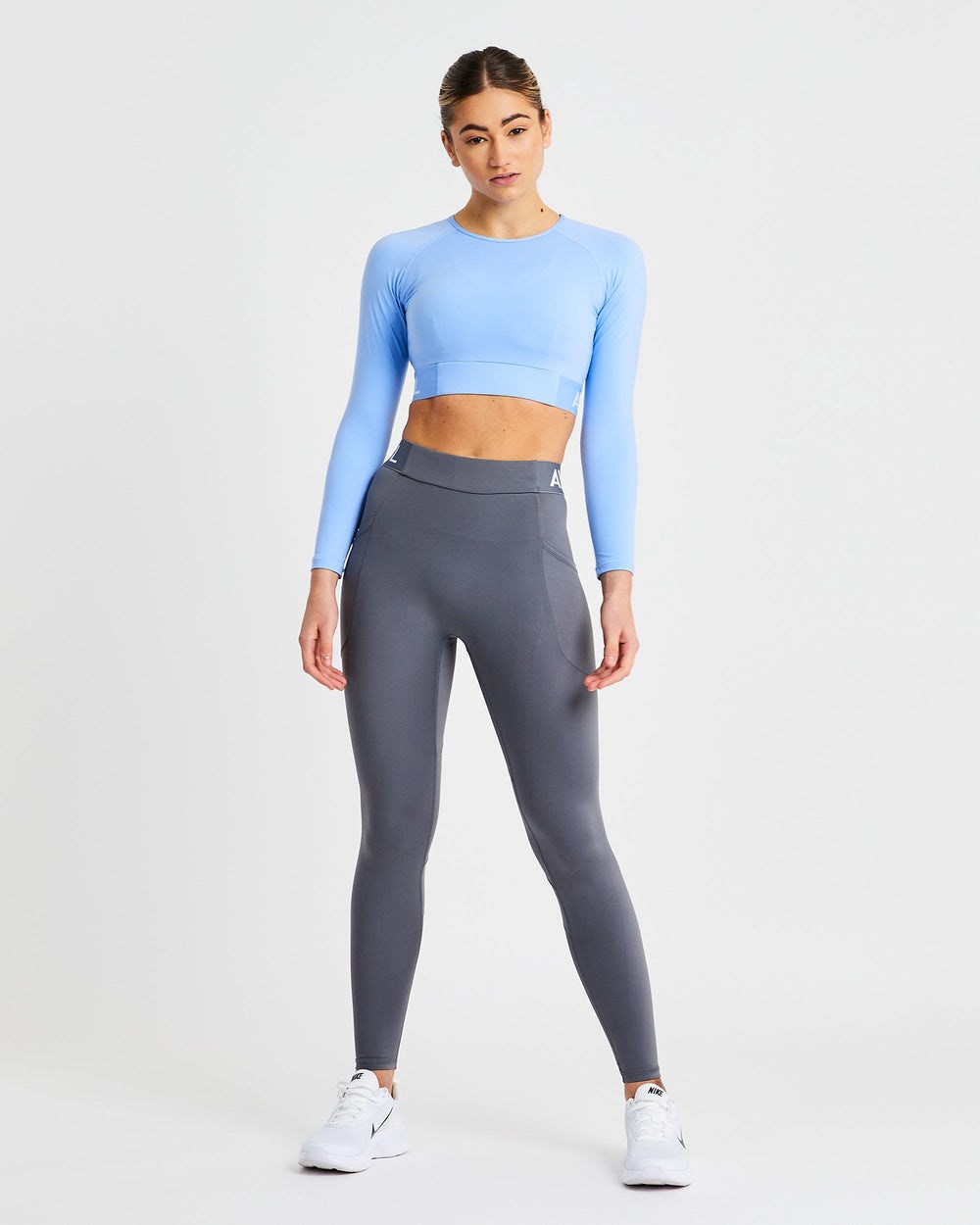 AYBL Tränings Long Sleeve Crop Top Blå | 0519-PAEBU