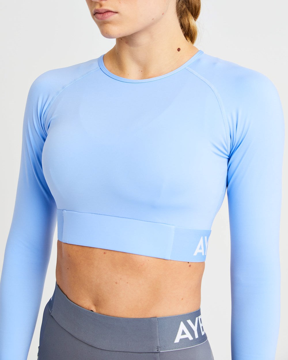 AYBL Tränings Long Sleeve Crop Top Blå | 0519-PAEBU