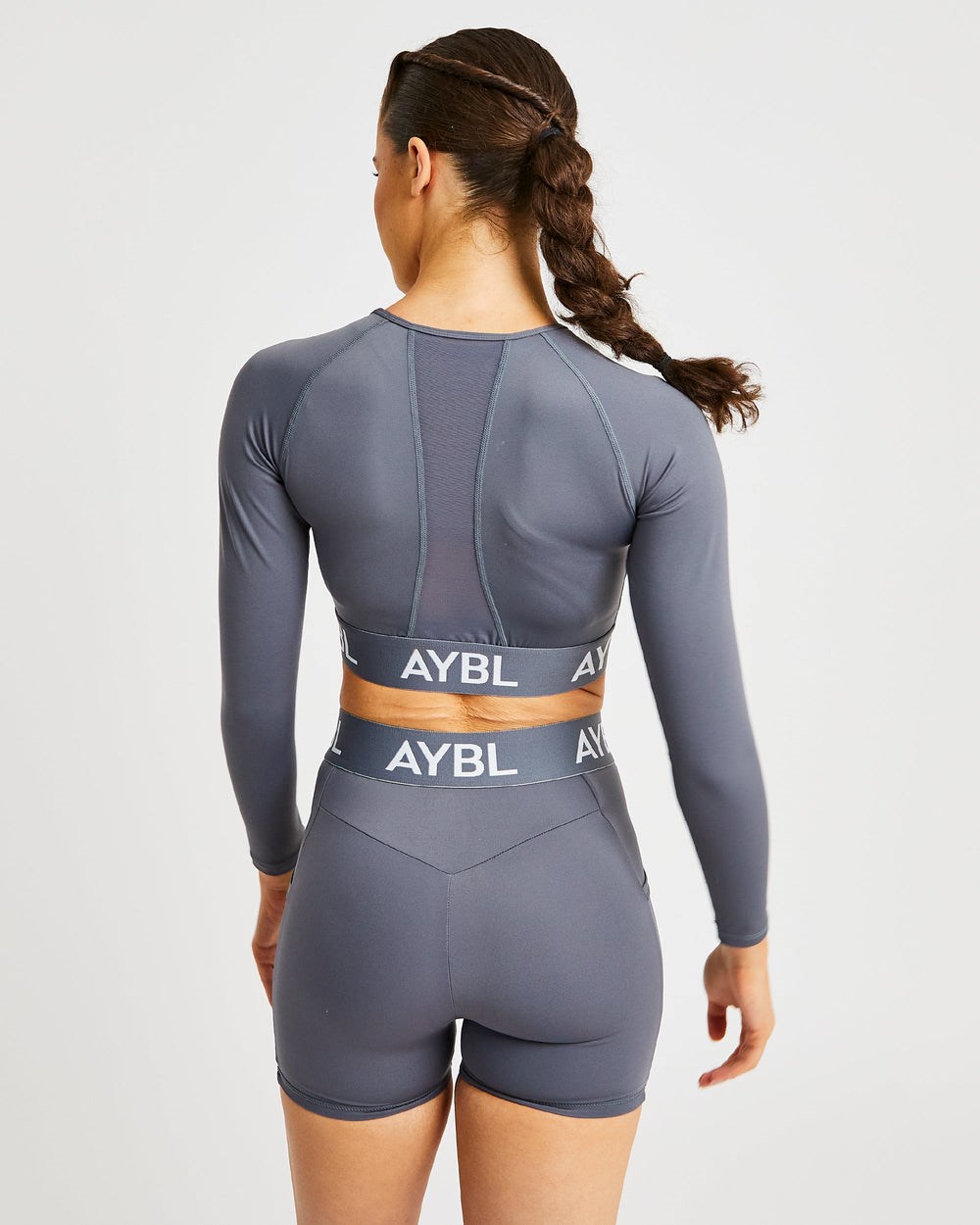 AYBL Tränings Long Sleeve Crop Top Grå | 6913-AMJIN