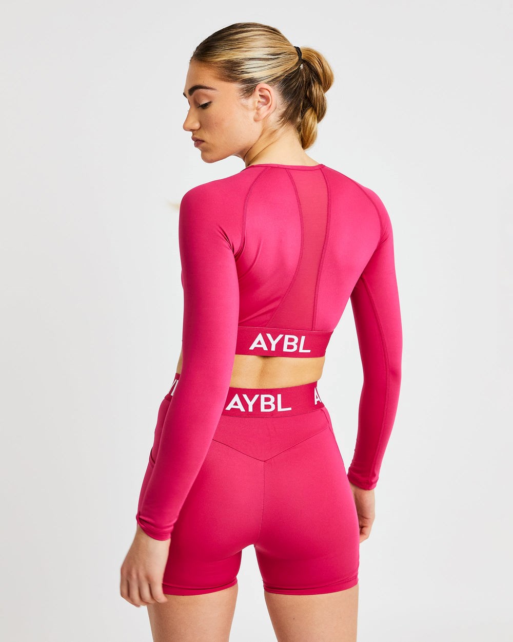 AYBL Tränings Long Sleeve Crop Top Raspberry | 4256-FMIHX