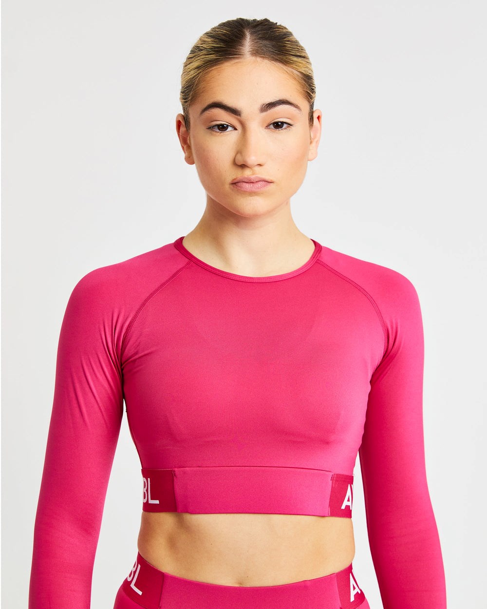 AYBL Tränings Long Sleeve Crop Top Raspberry | 4256-FMIHX