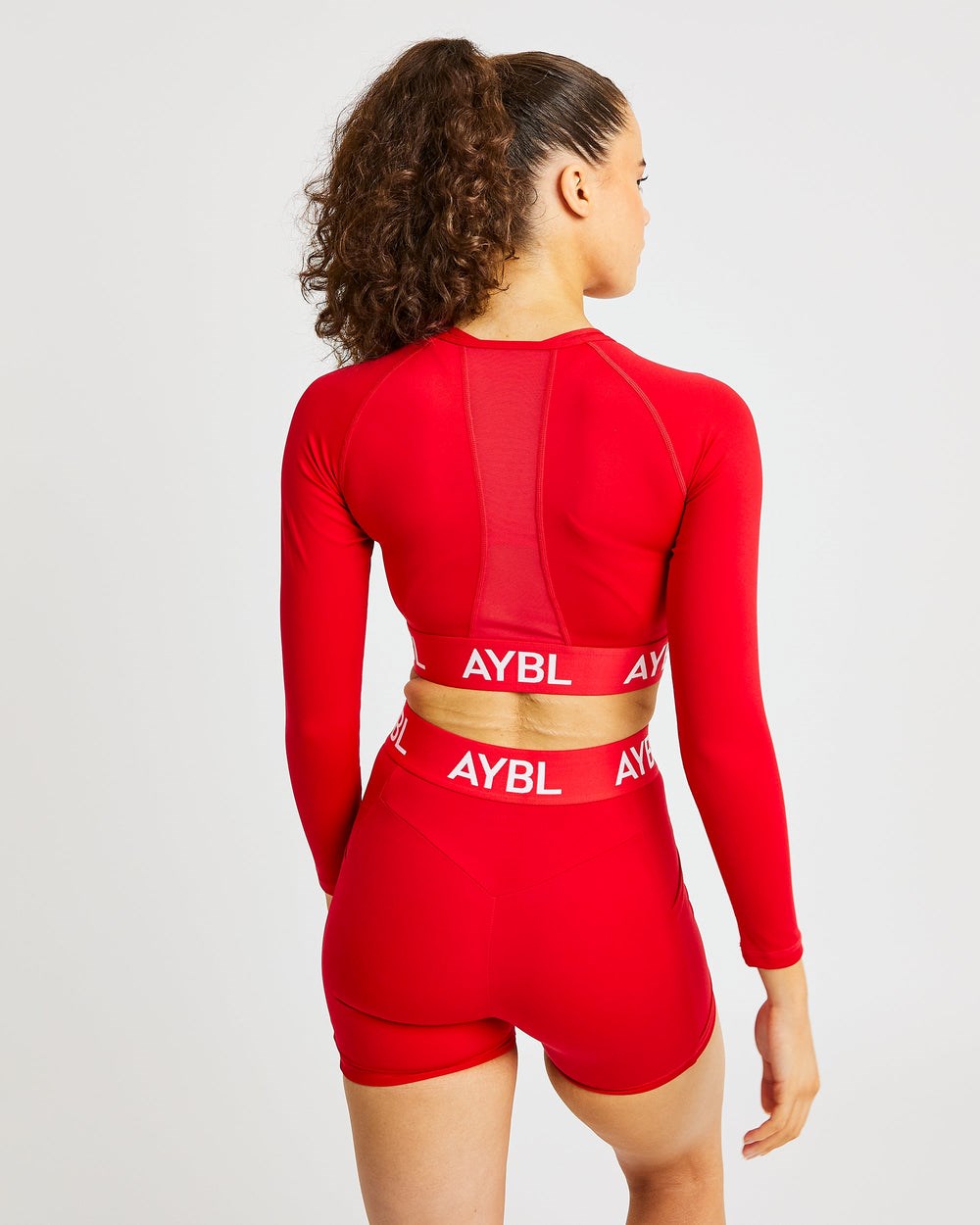 AYBL Tränings Long Sleeve Crop Top Röda | 0916-IDTGB