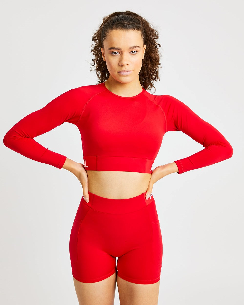 AYBL Tränings Long Sleeve Crop Top Röda | 0916-IDTGB