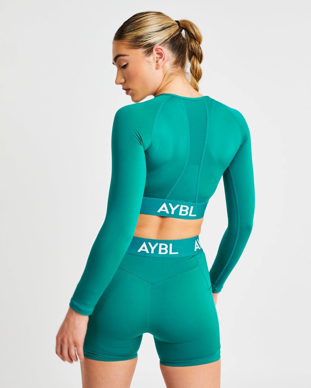 AYBL Tränings Long Sleeve Crop Top Teal | 7128-NBRQM