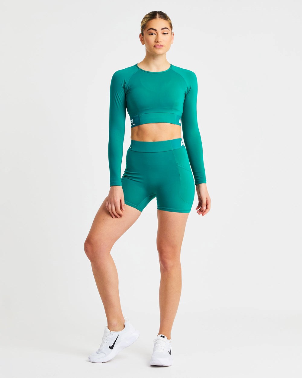 AYBL Tränings Long Sleeve Crop Top Teal | 7128-NBRQM