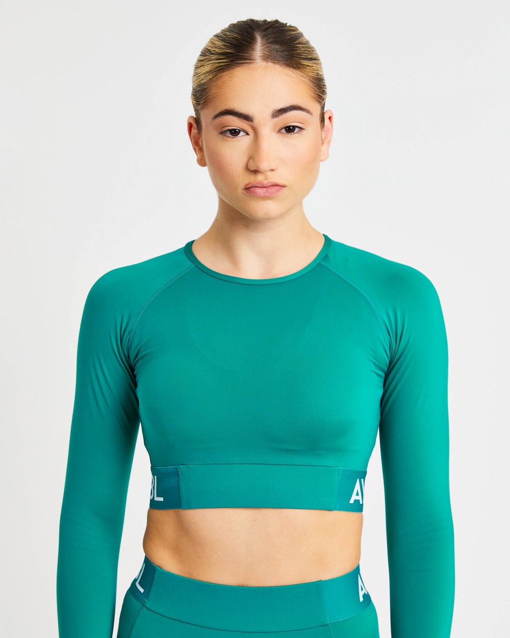 AYBL Tränings Long Sleeve Crop Top Teal | 7128-NBRQM