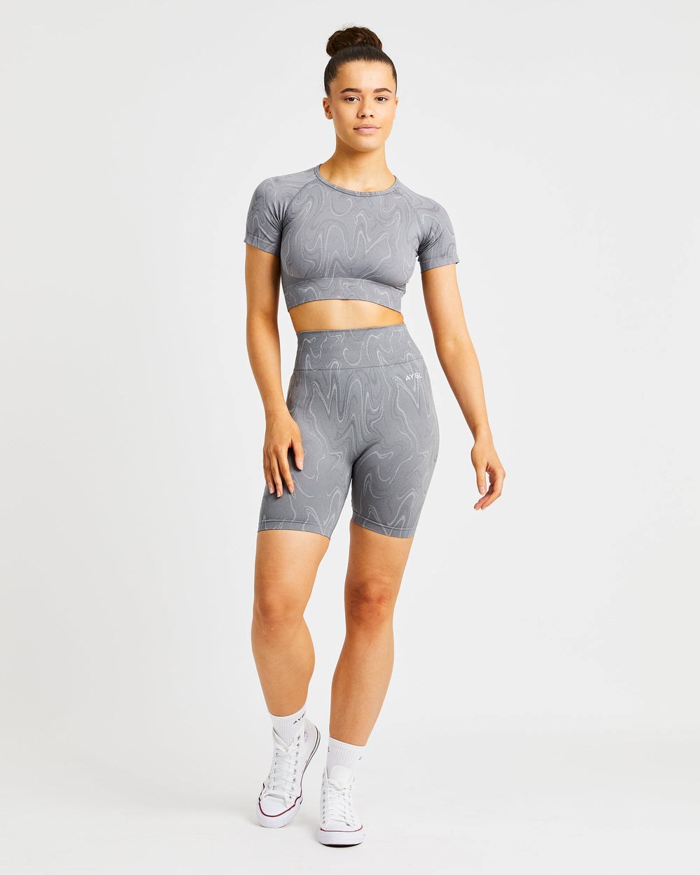 AYBL Velocity Seamless Crop Top Grå | 8093-FIGWQ