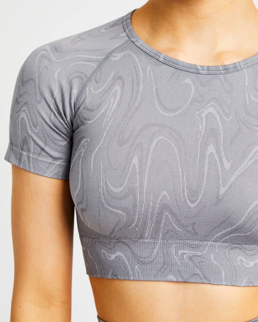 AYBL Velocity Seamless Crop Top Grå | 8093-FIGWQ