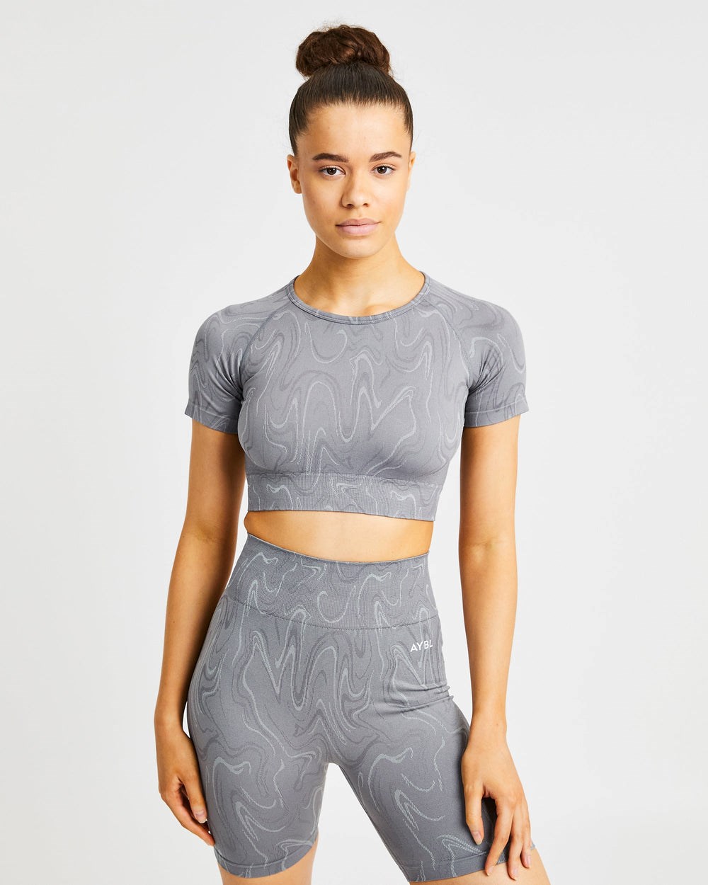 AYBL Velocity Seamless Crop Top Grå | 8093-FIGWQ