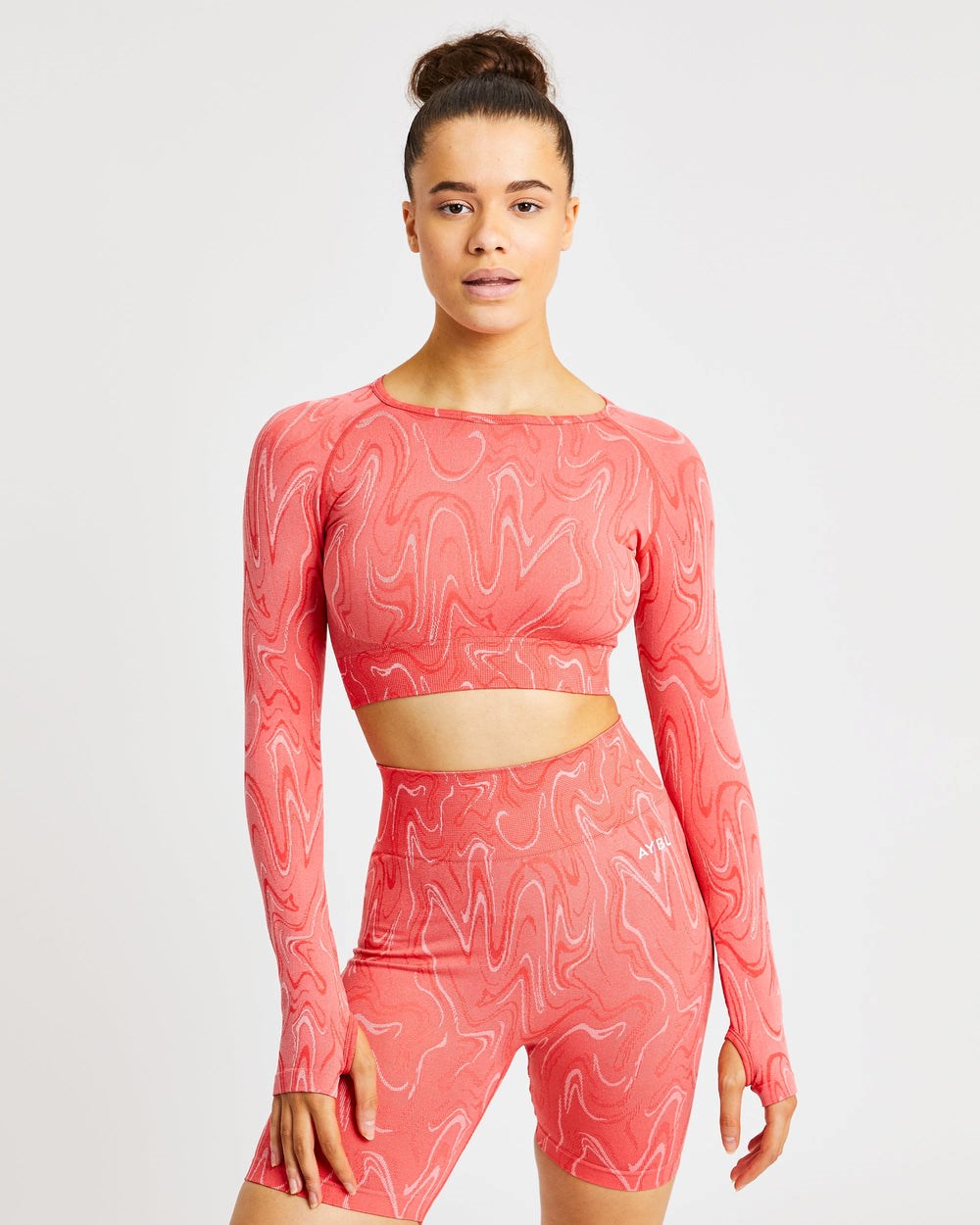 AYBL Velocity Seamless Long Sleeve Crop Top Korall | 2607-LZFWK