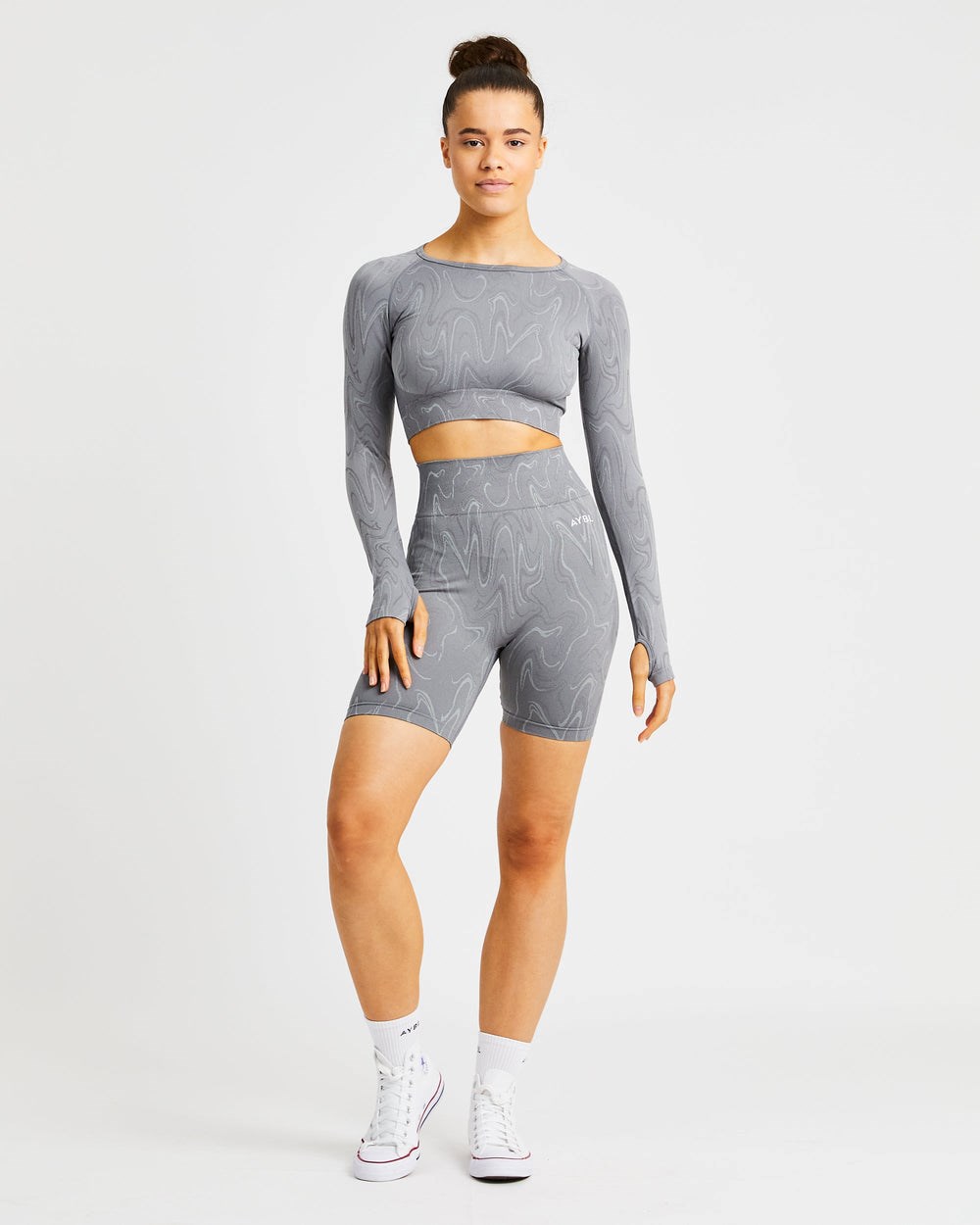 AYBL Velocity Seamless Long Sleeve Crop Top Grå | 3240-GDYKM