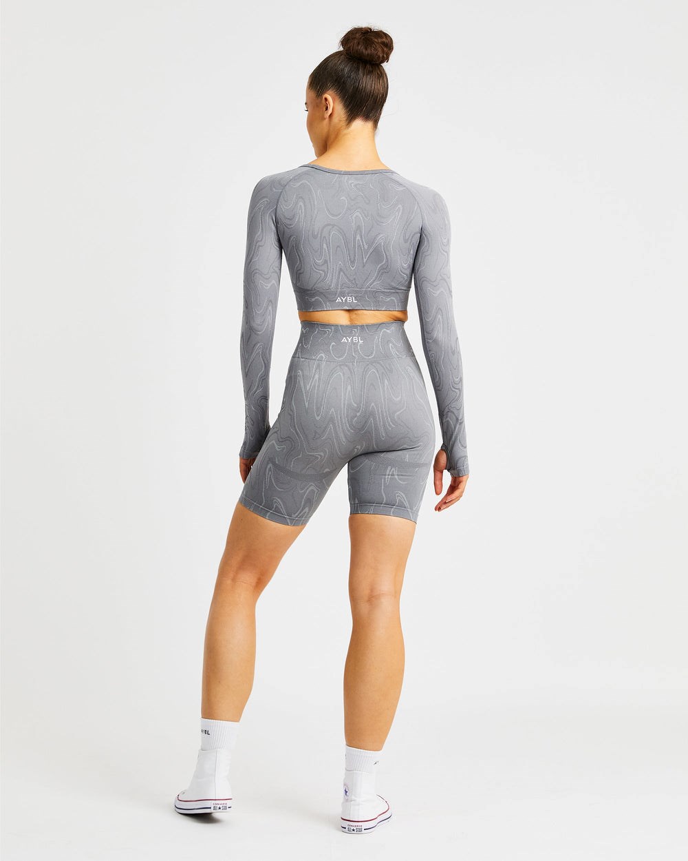 AYBL Velocity Seamless Long Sleeve Crop Top Grå | 3240-GDYKM